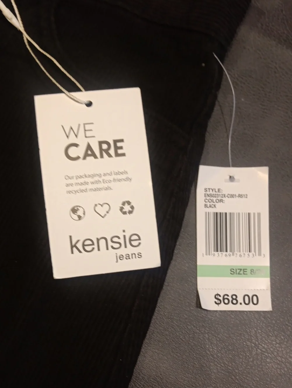 NWT! Kensie Black Button-Down A-Line Corduroy Skirt with Patch Pockets